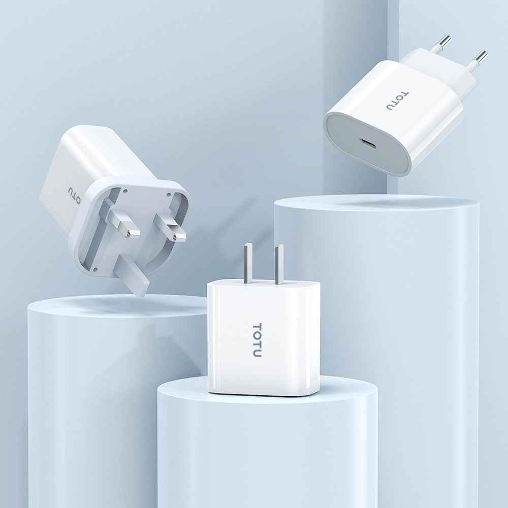 Uniqbuy For TOTU PD 20W Type-C Port Charger with Type-C to 8 Pin Data Cable Set, Specification:EU Plug(White)