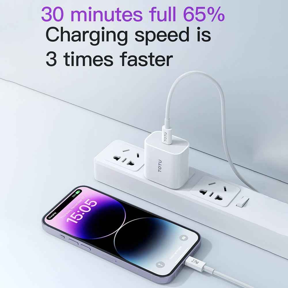 Uniqbuy For TOTU PD 20W Type-C Port Charger with Type-C to 8 Pin Data Cable Set, Specification:EU Plug(White)