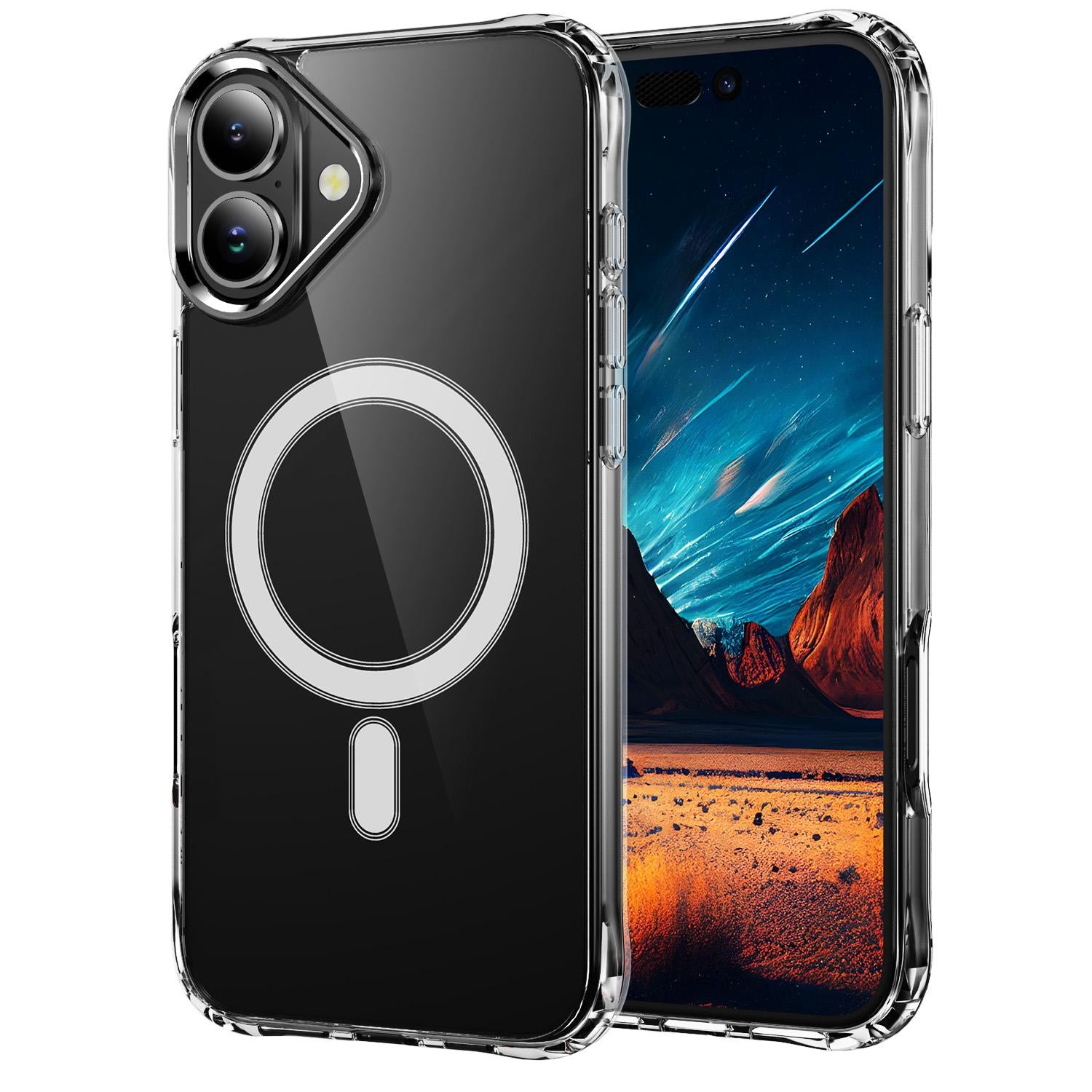 Compatible with iPhone 18 Four Corner Airbags MagSafe Magnetic Phone Case - Transparent