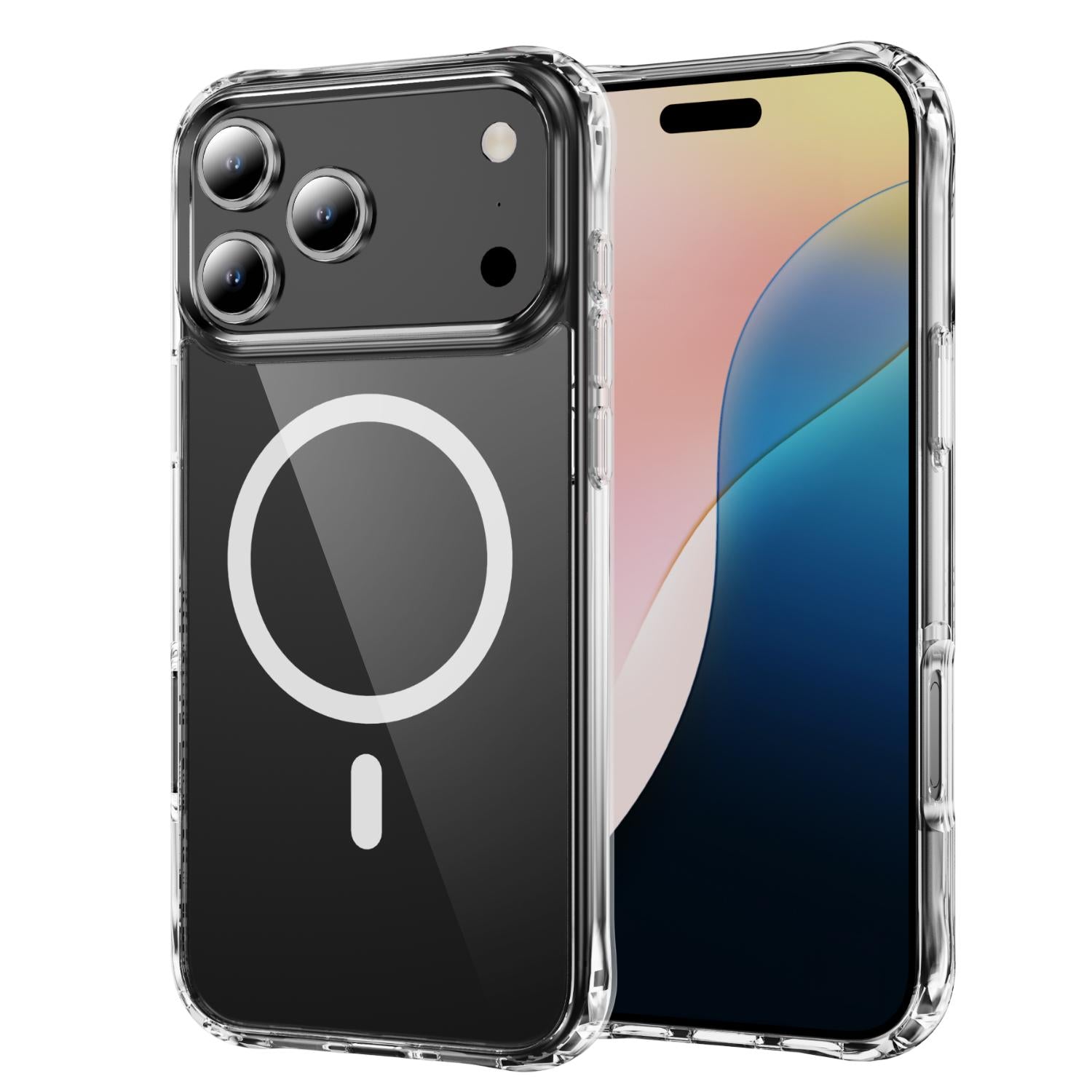 Compatible with iPhone 18 Pro Four Corner Airbags MagSafe Magnetic Phone Case - Transparent