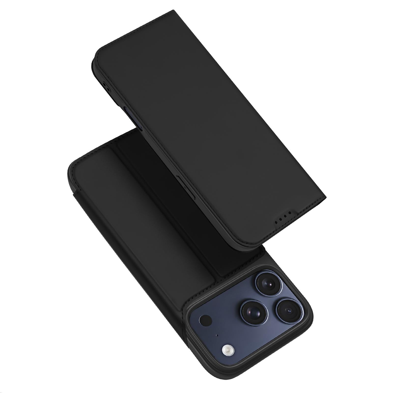 Compatible with iPhone 18 Pro DUX DUCIS Skin Pro Series Flip Leather Phone Case - Black