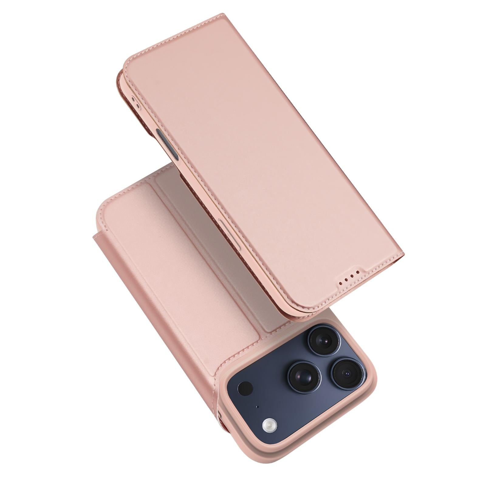 Compatible with iPhone 18 Pro DUX DUCIS Skin Pro Series Flip Leather Phone Case - Rose Gold