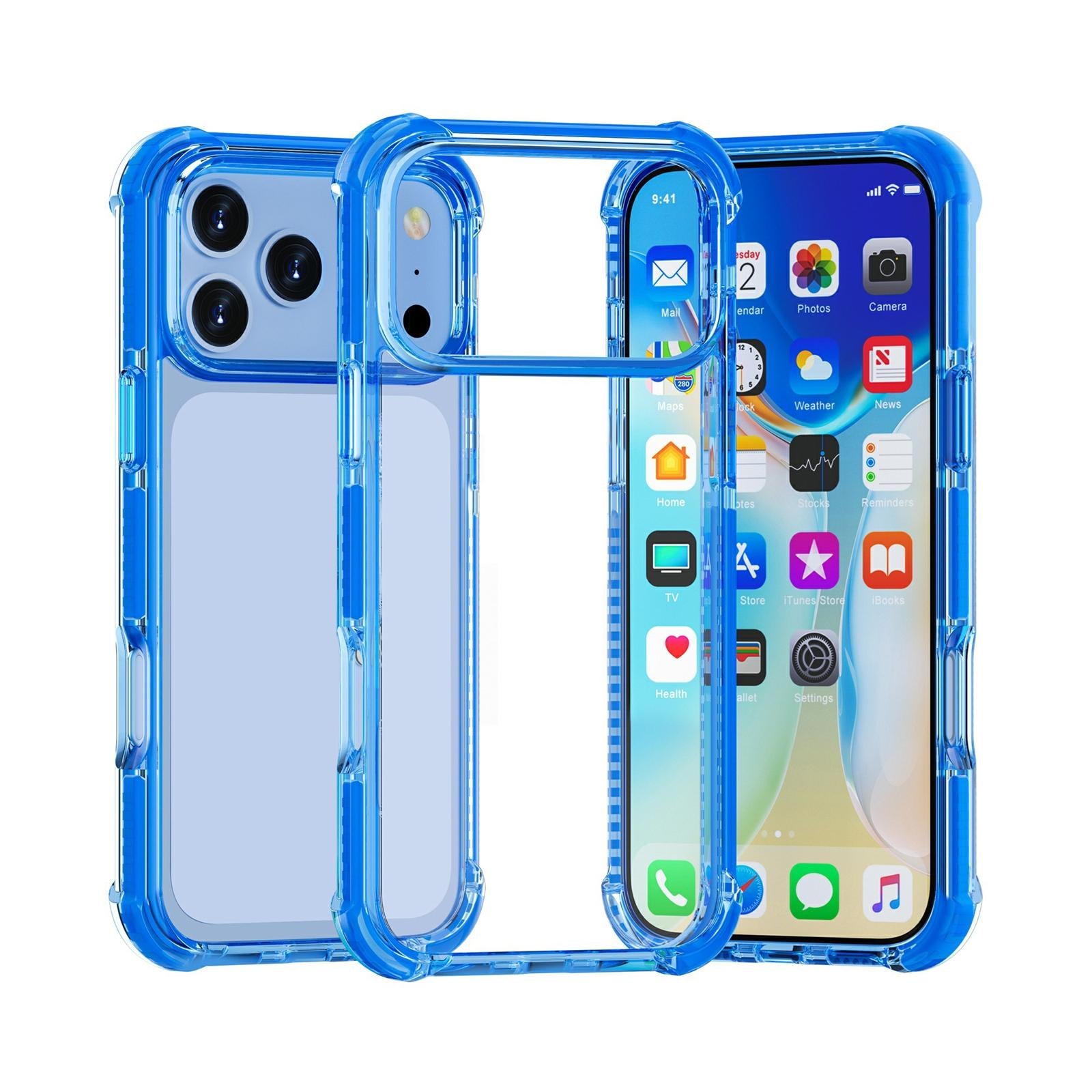 Compatible with iPhone 18 Pro & 17 Pro Four-corner Shockproof TPU Dual-Layer Acrylic Phone Case - Dark Blue