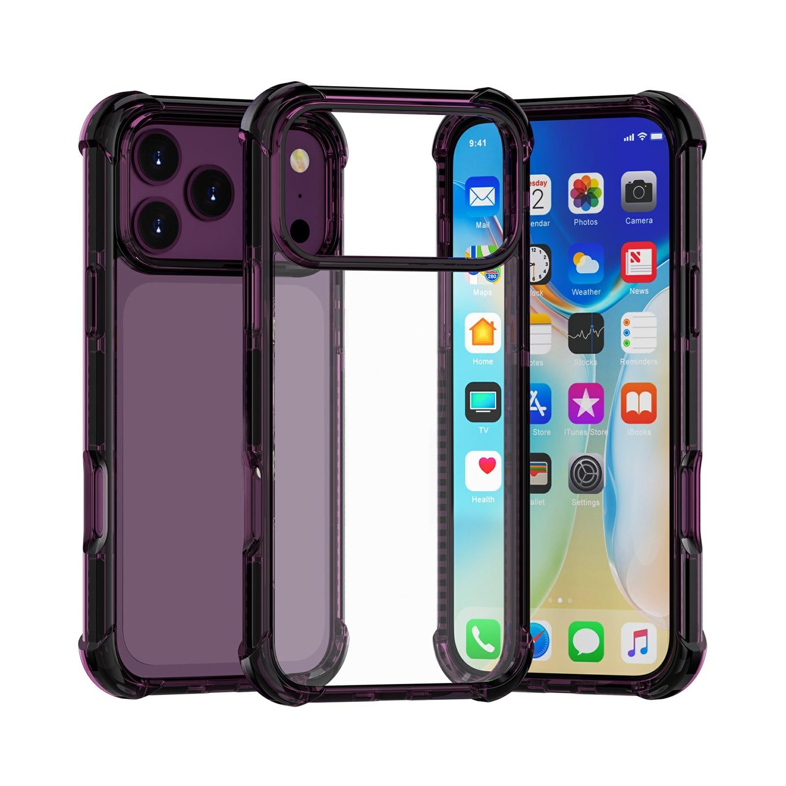 Compatible with iPhone 18 Pro & 17 Pro Four-corner Shockproof TPU Dual-Layer Acrylic Phone Case - Cherry Red