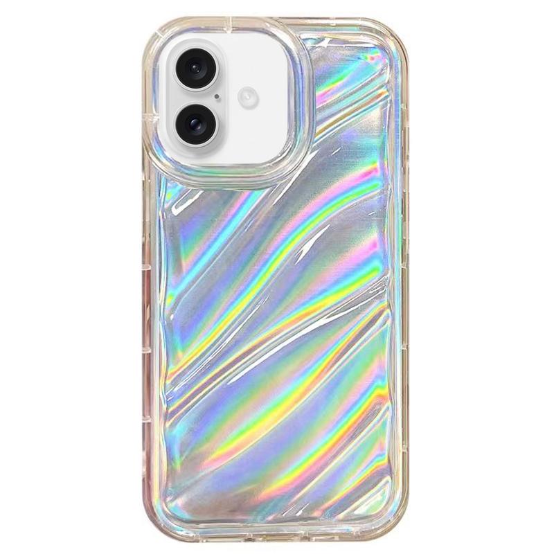 Compatible with iPhone 18 Laser Sequin Waves TPU Phone Case - Transparent