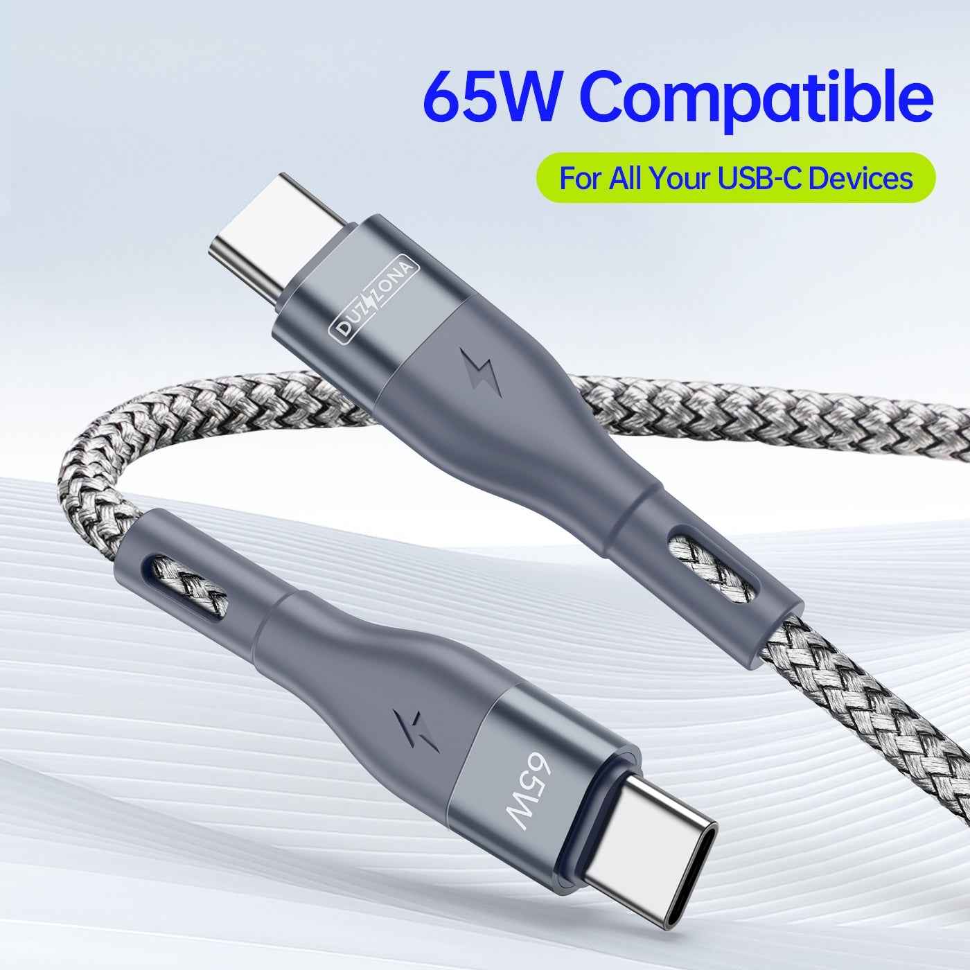 Uniqbuy For DUZZONA A2 PD 65W USB-C / Type-C to Type-C Fast Charging Data Cable, Length:3m(Grey)