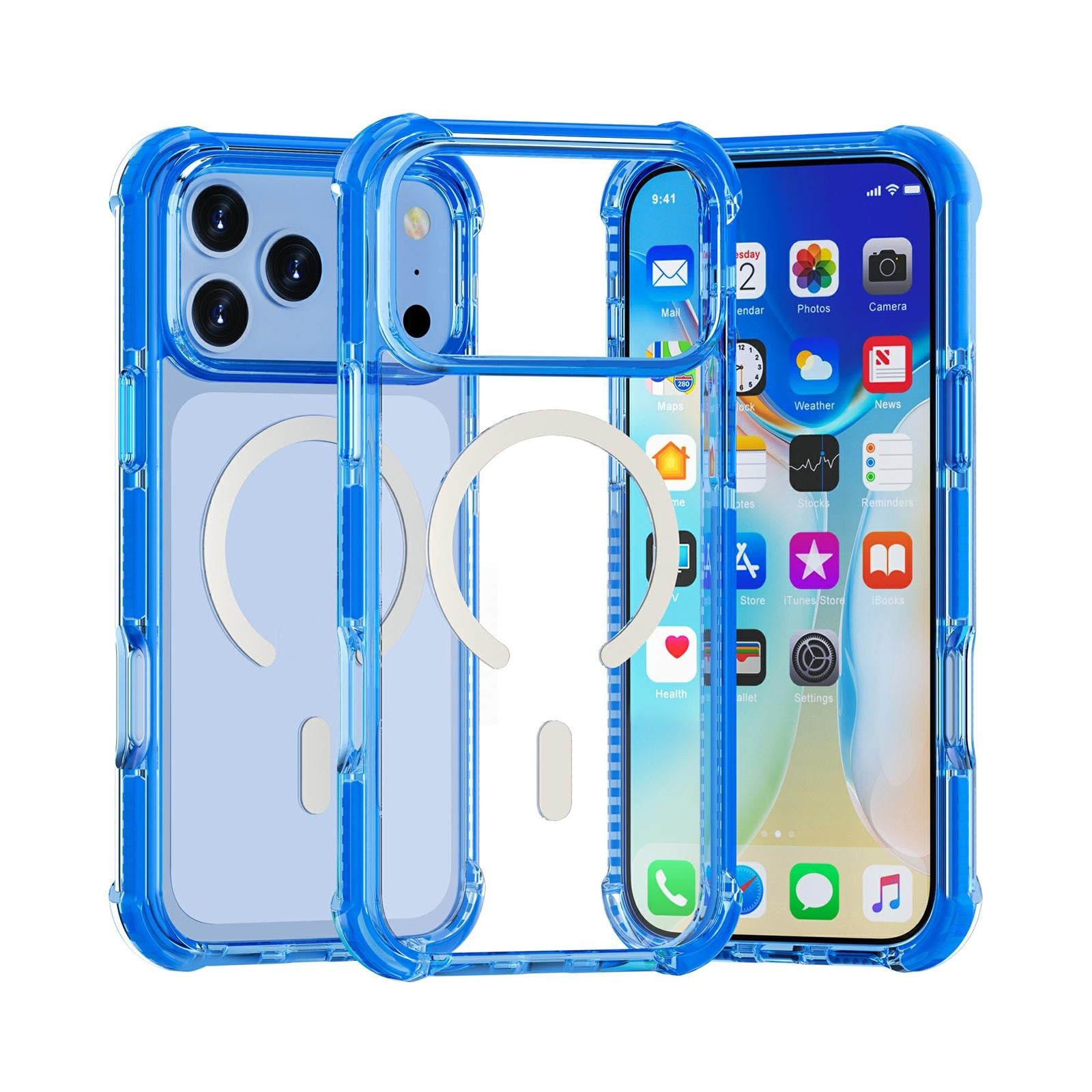 Compatible with iPhone 18 Pro & 17 Pro Acrylic Magsafe Magnetic Shockproof Phone Case - Dark Blue