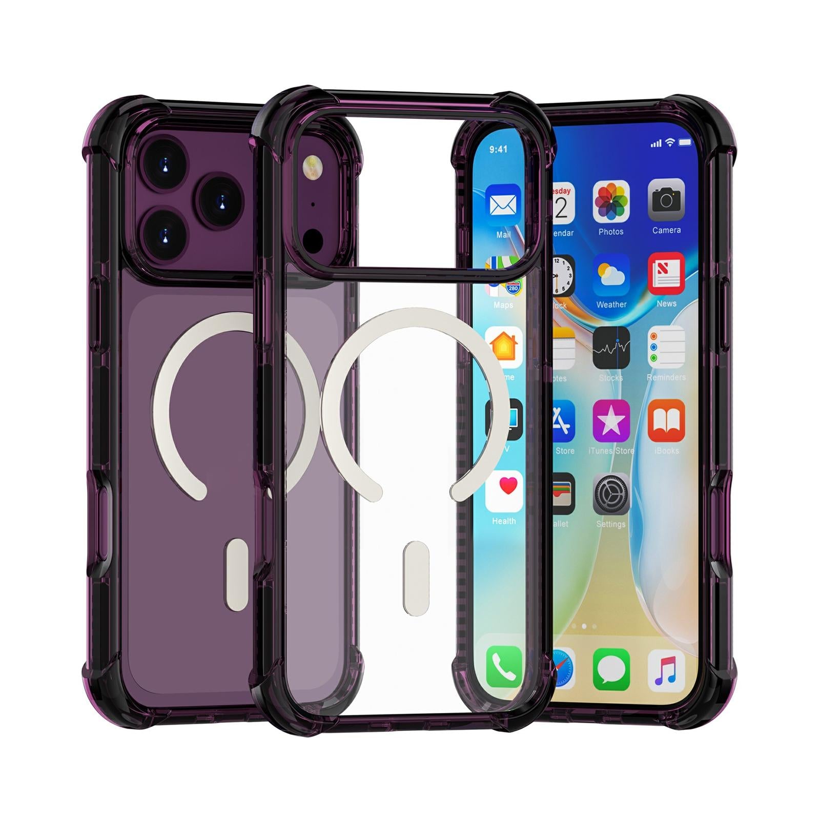 Compatible with iPhone 18 Pro & 17 Pro Acrylic Magsafe Magnetic Shockproof Phone Case - Cherry Red