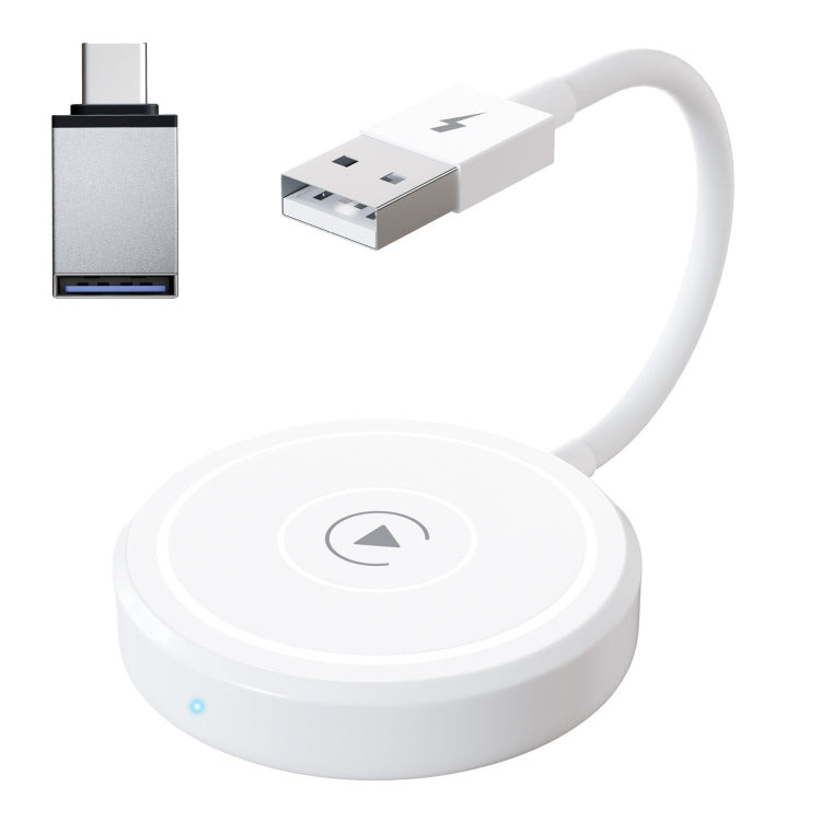 USB + USB-C / Type-C Wired to Wireless Carplay Adapter for iPhone(White)