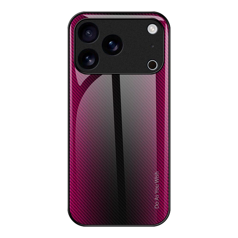 Compatible with iPhone 18 Pro & 17 Pro Texture Gradient Glass TPU Phone Case - Rose Red