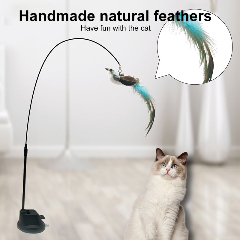 Long Rod Suction Cup Cat Teaser Stick Replacement Head, Random Color Delivery