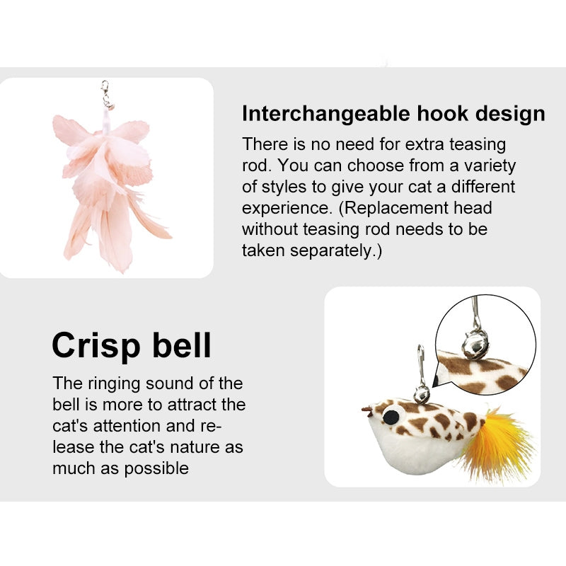 Long Rod Suction Cup Cat Teaser Stick Replacement Head, Random Color Delivery