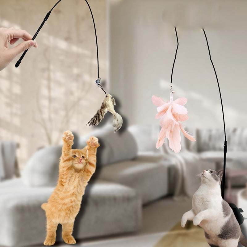 Long Rod Suction Cup Cat Teaser Stick Replacement Head, Random Color Delivery