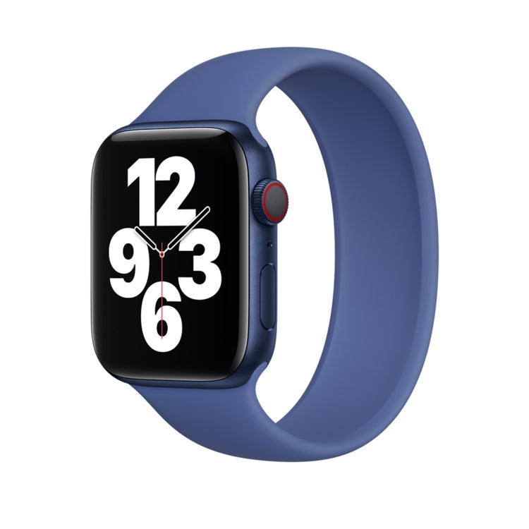 For Apple Watch Series 8&7 41mm / SE 2&6&SE&5&4 40mm / 3&2&1 38mm Solid Color Elastic Silicone Watch Band, Size:M 143mm (Aqua Blue)