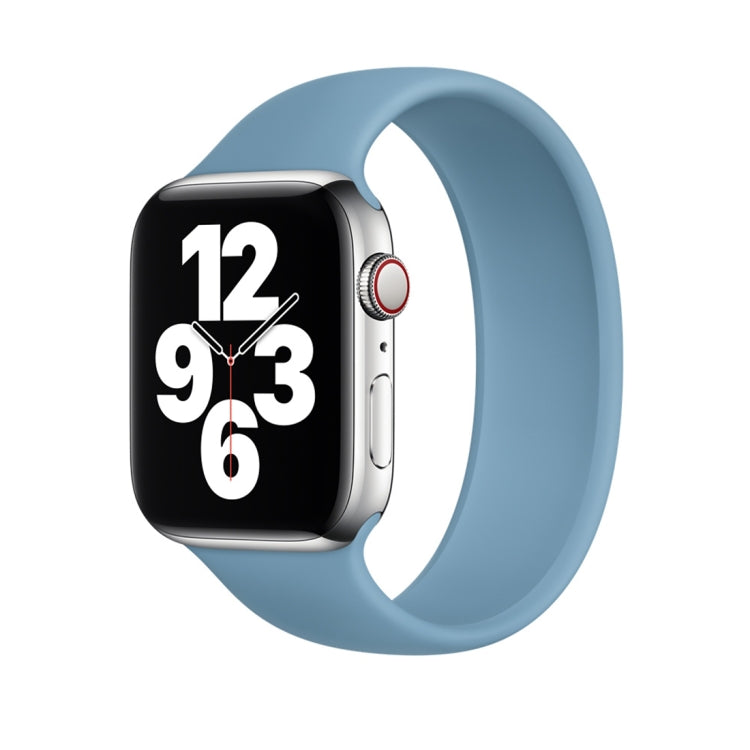 For Apple Watch Series 8&7 41mm / SE 2&6&SE&5&4 40mm / 3&2&1 38mm Solid Color Elastic Silicone Watch Band, Size:M 143mm (Aqua Blue)