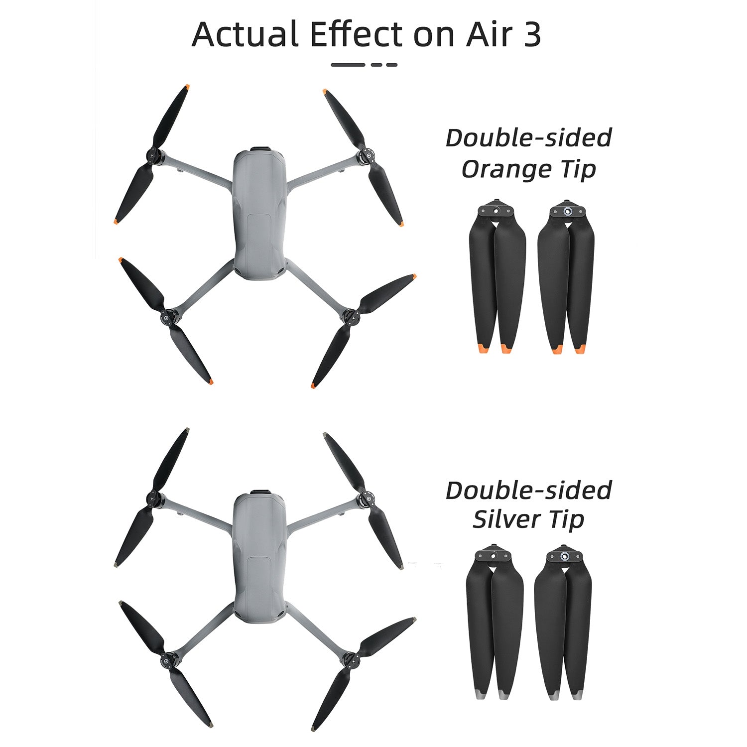 For DJI Air 3 8747F Low Noise Quick-release Propellers, Style:2 Pairs Orange Tip