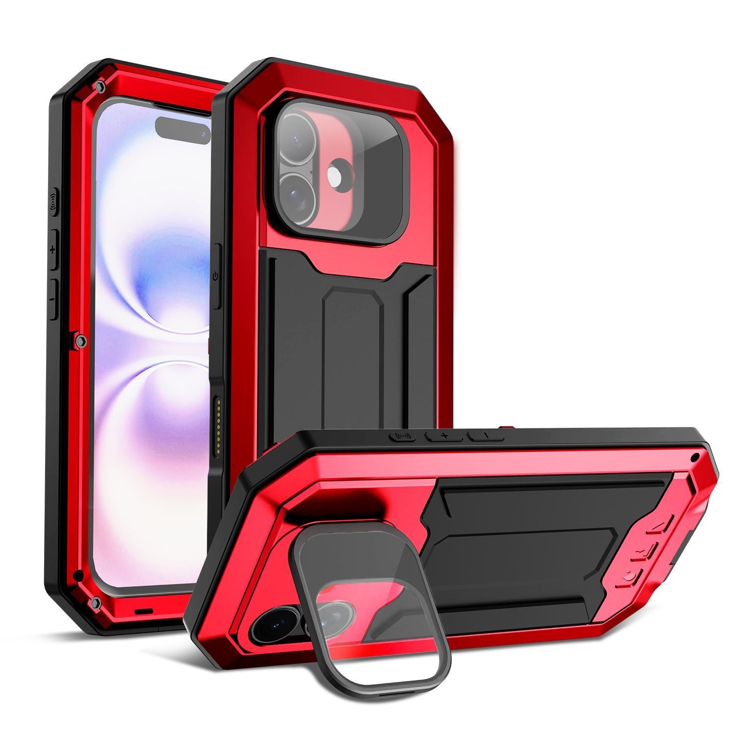 Compatible with iPhone 18 R-JUST Sliding Camera IP54 Life Waterproof Holder Phone Case - Red