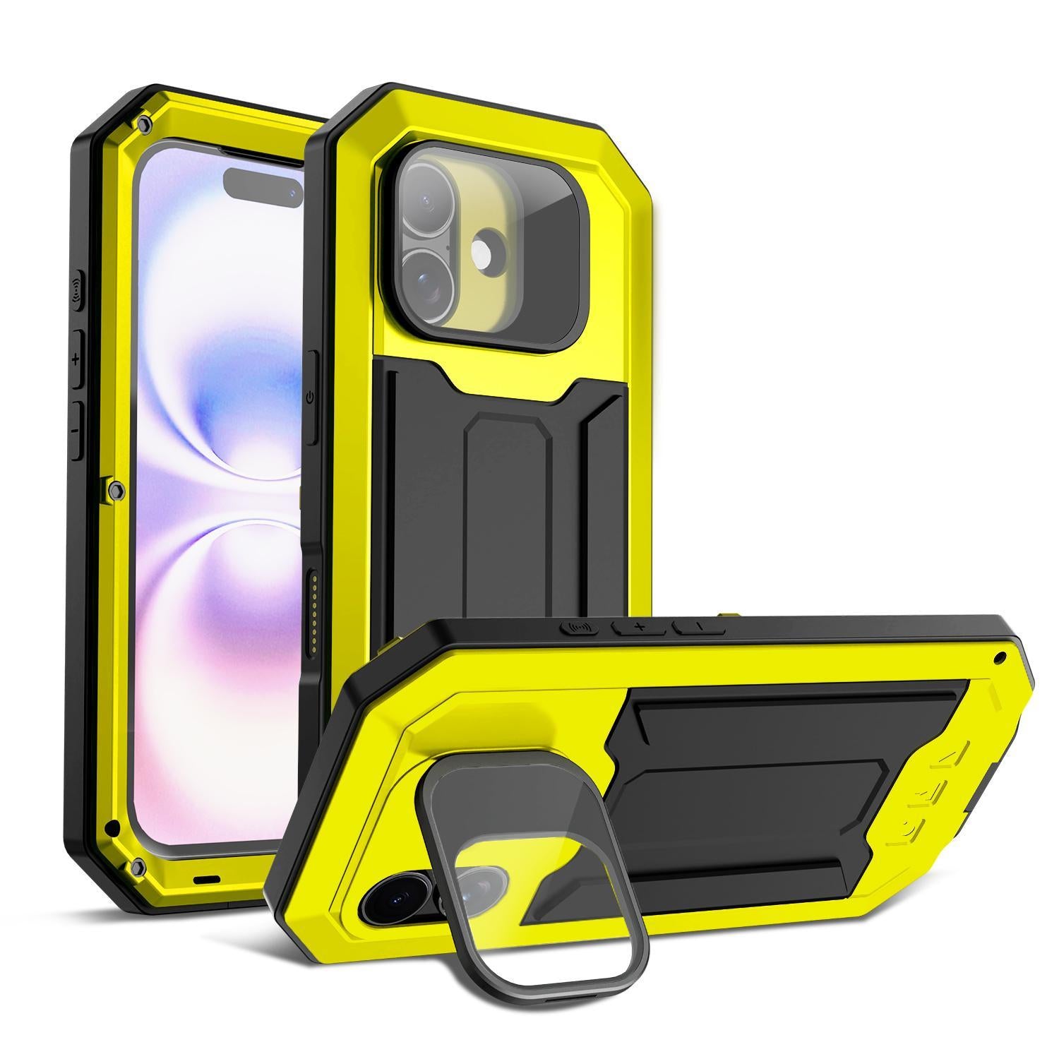 Compatible with iPhone 18 R-JUST Sliding Camera IP54 Life Waterproof Holder Phone Case - Yellow
