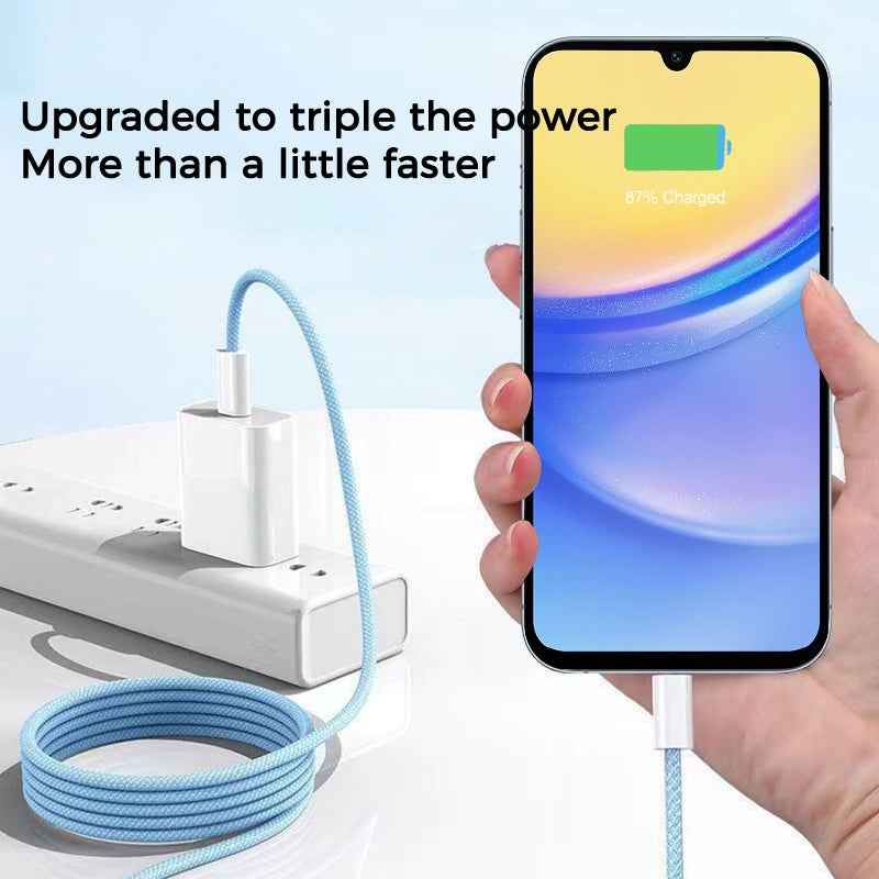 Uniqbuy For 1m USB-C / Type-C to Type-C Macaron Braided Charging Cable(Blue)