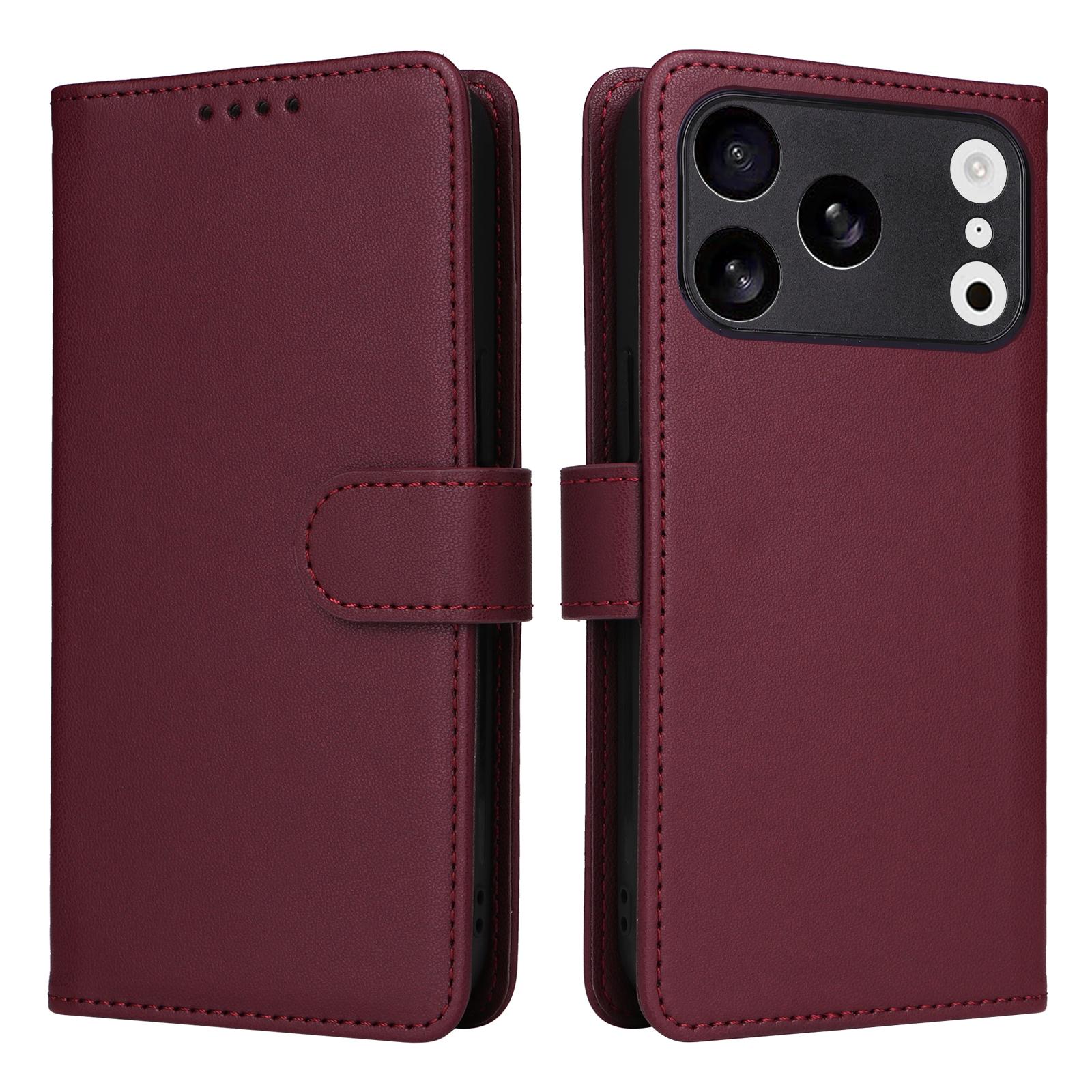 Compatible with iPhone 18 Pro & 17 Pro BETOPNICE BN-005 2 in 1 Detachable Imitate  Leather Phone Case - Wine Red