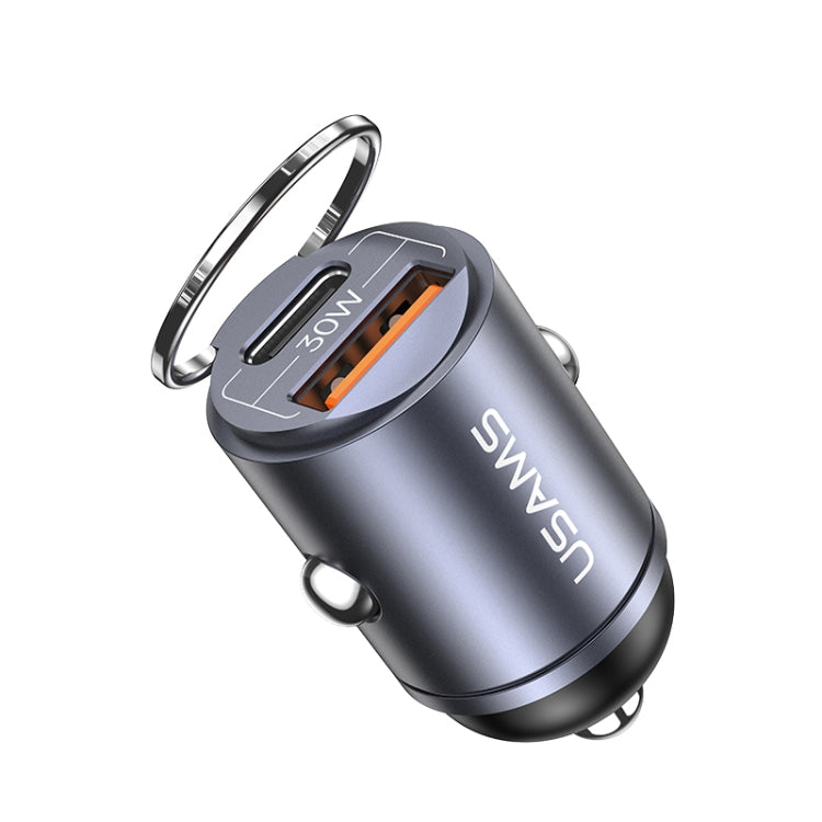 USAMS US-CC206 C38 PD30W USB + Type-C Dual Port Fast Charging Aluminum Alloy Car Charger(Tarnish)