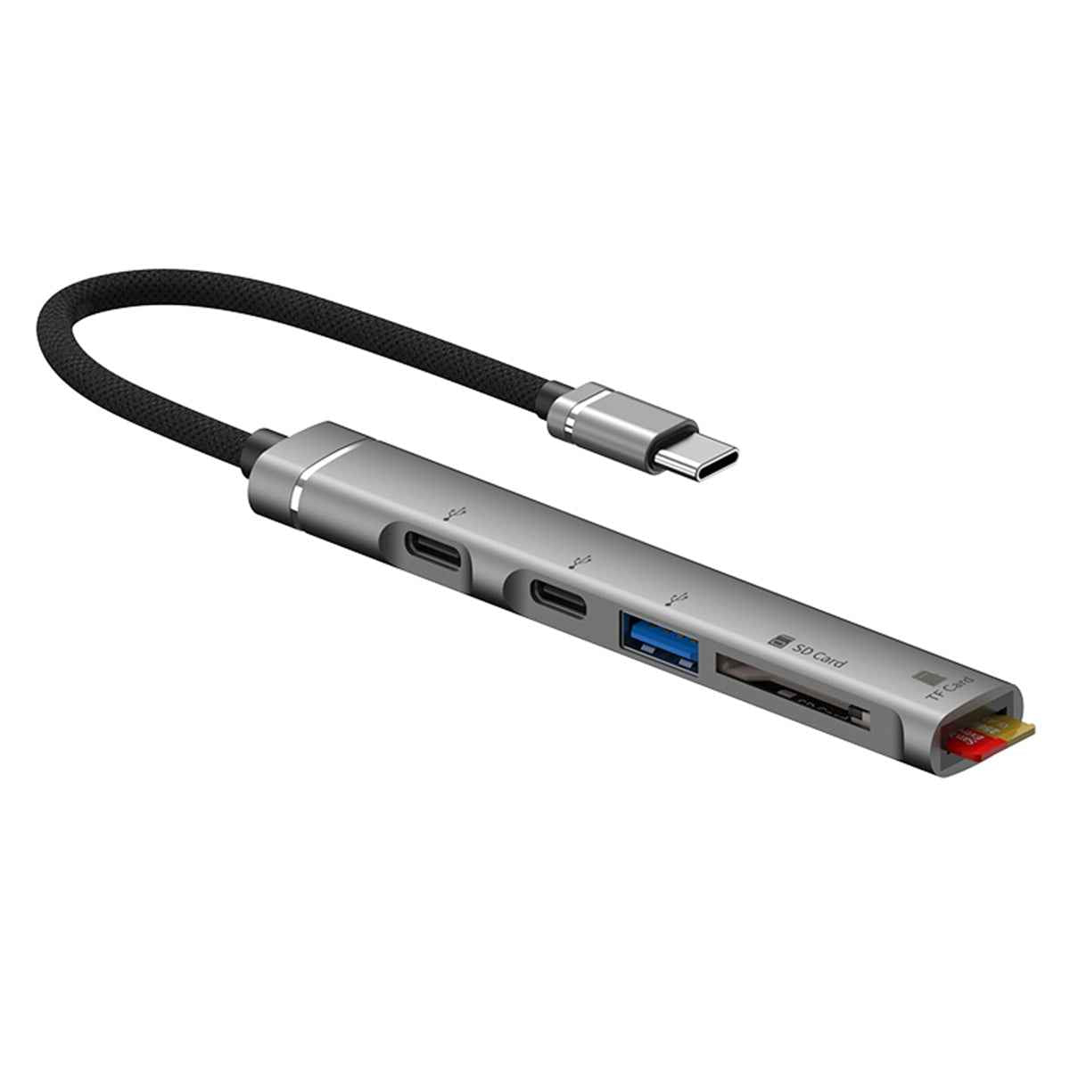 Uniqbuy For 5 in 1 USB-C / Type-C to USB-C / Type-C + USB + SD & TF Card Reader