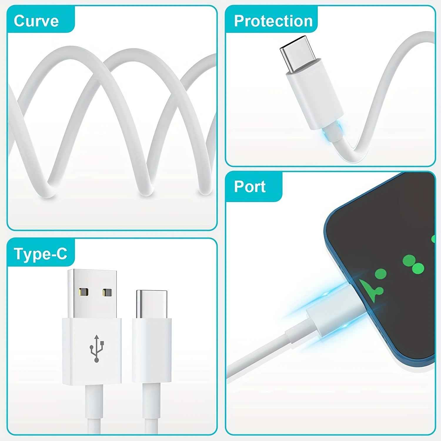 Uniqbuy For USB to Type-C Fast Charging Data Cable, Length: 1m