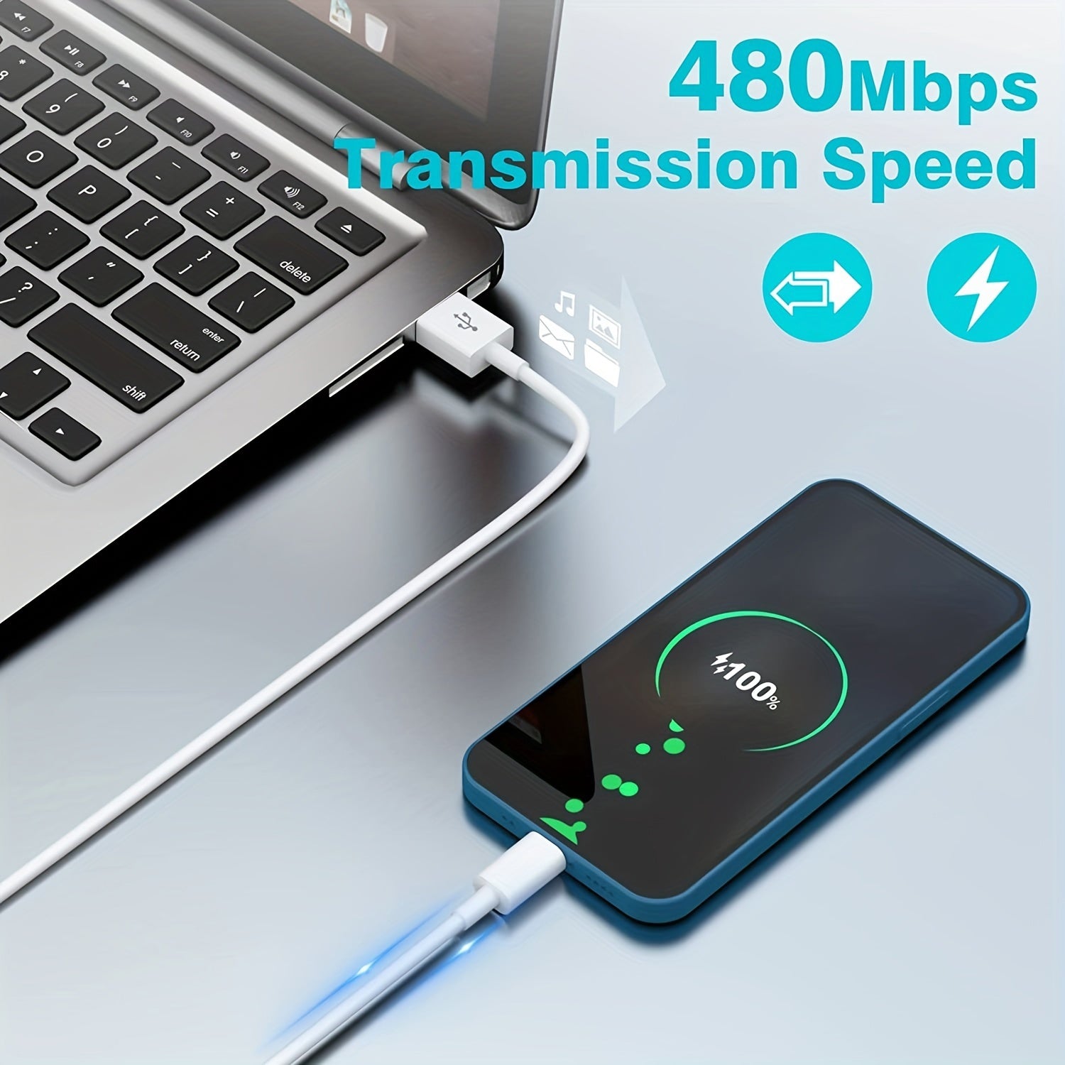 USB to Type-C Fast Charging Data Cable, Length: 1m