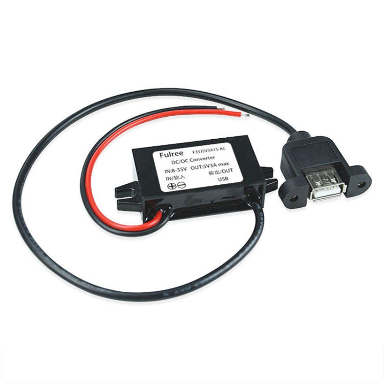 12V to 5V 3A Car Power Converter DC Module Voltage Regulator, Style:USB Female with Ears