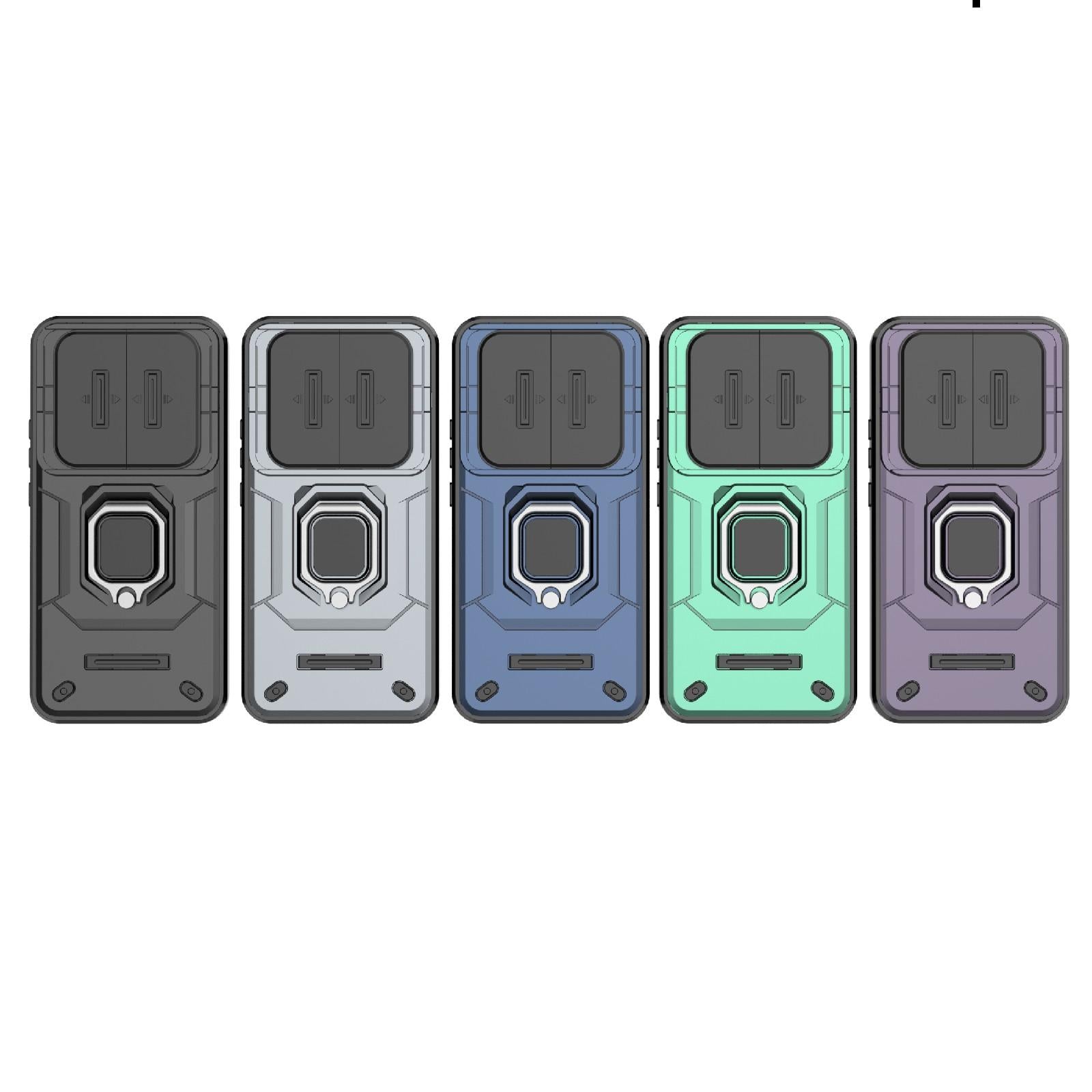 For Realme 14 Pro+ 5G Sliding Camshield TPU + PC Shockproof Phone Case with Holder(Black)