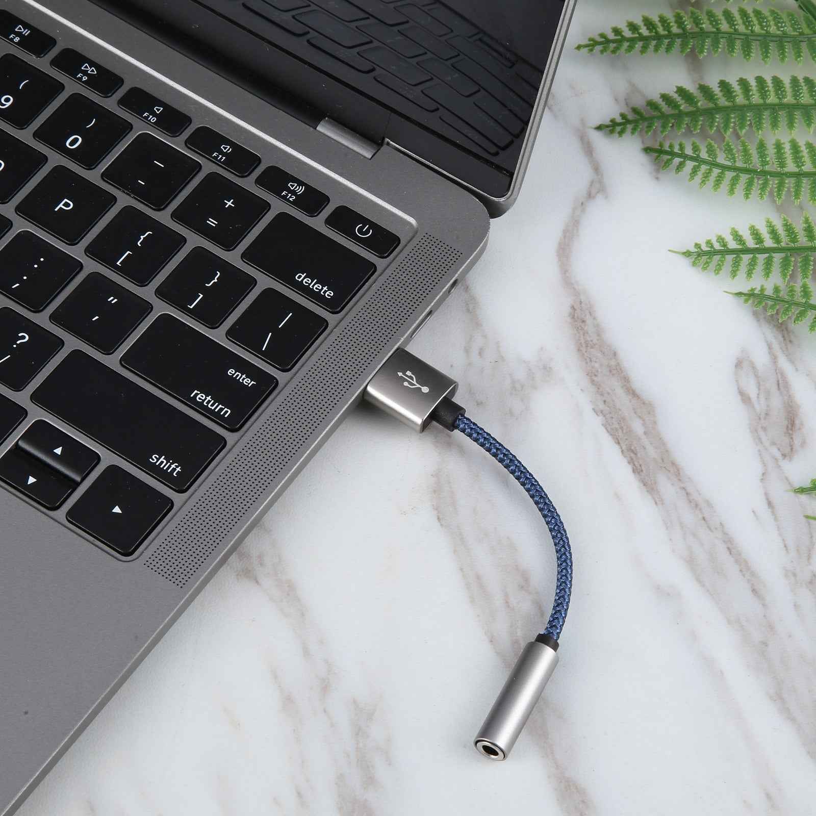 Uniqbuy For USB Male to 3.5mm Female Weave Texture Audio Adapter(Blue)