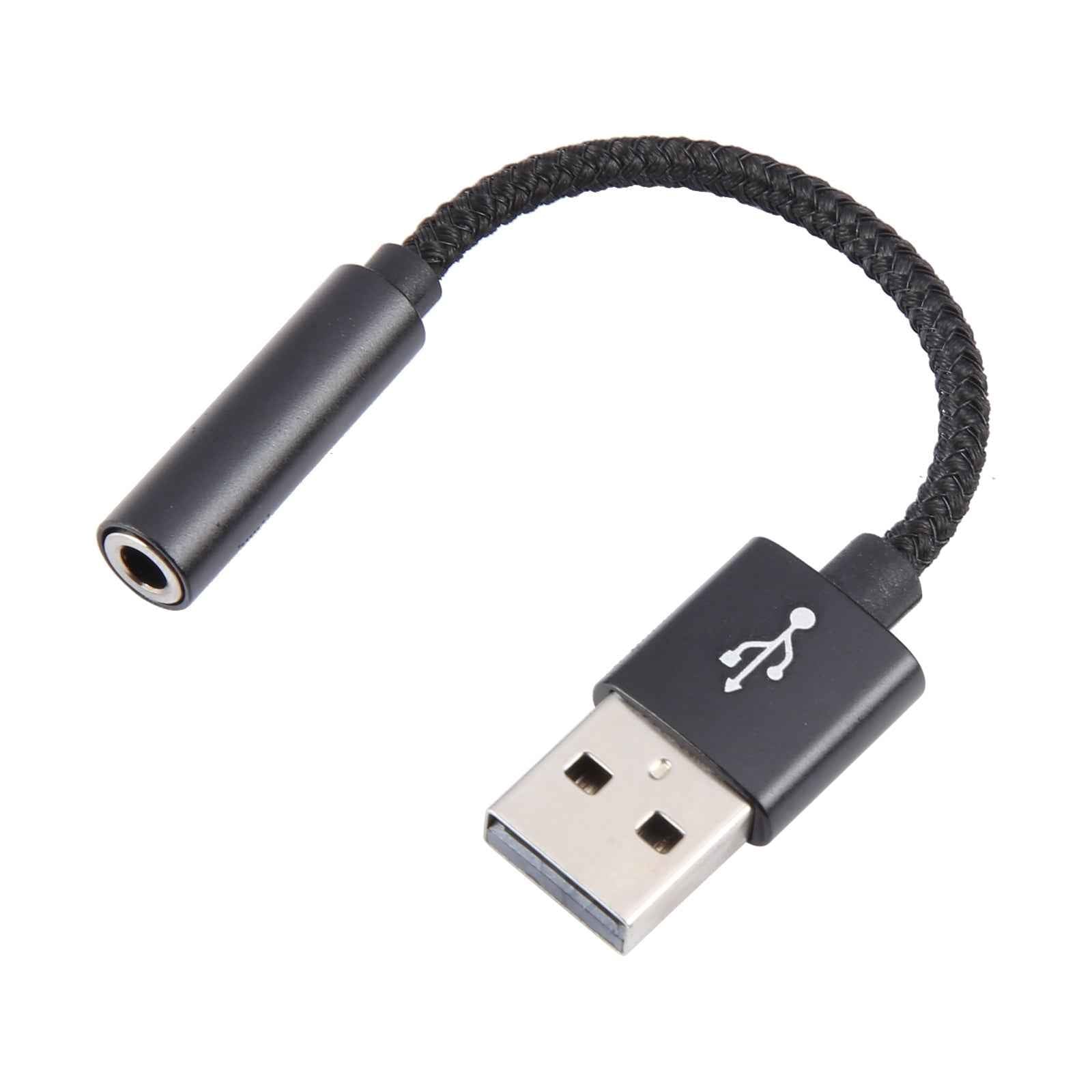 Uniqbuy For USB Male to 3.5mm Female Weave Texture Audio Adapter(Black)