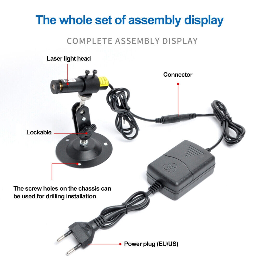 20mw Cross Red Light Adjustable Infrared Laser Positioning LED Work Light with Holder(US Plug)