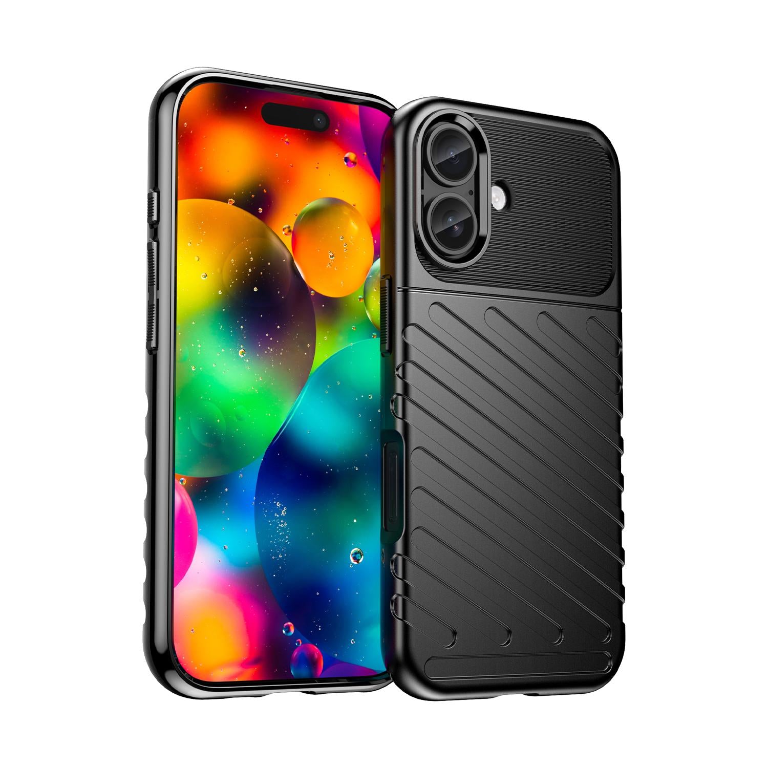 Compatible with iPhone 18 Thunderbolt Shockproof Soft TPU Phone Case - Black