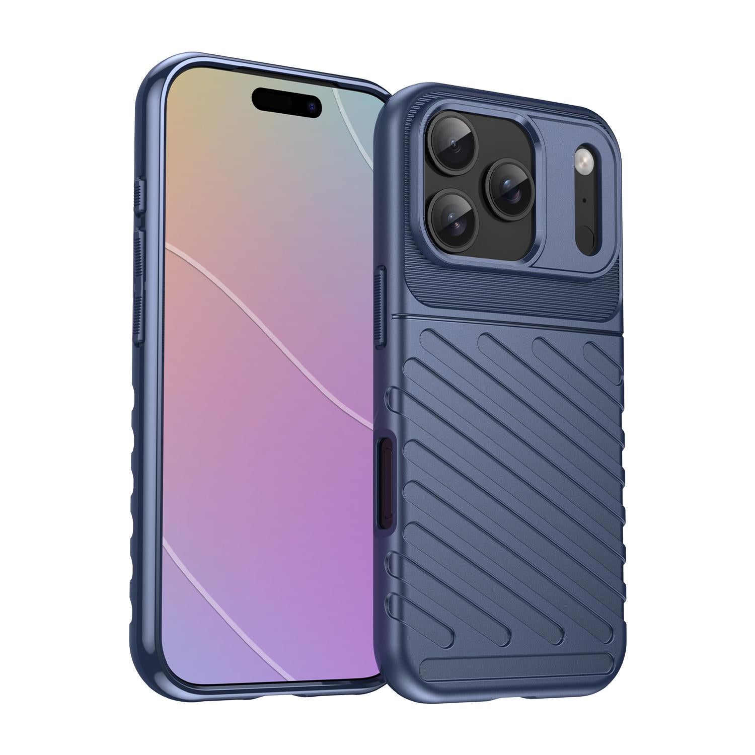 Compatible with iPhone 18 Pro Thunderbolt Shockproof Soft TPU Phone Case - Blue