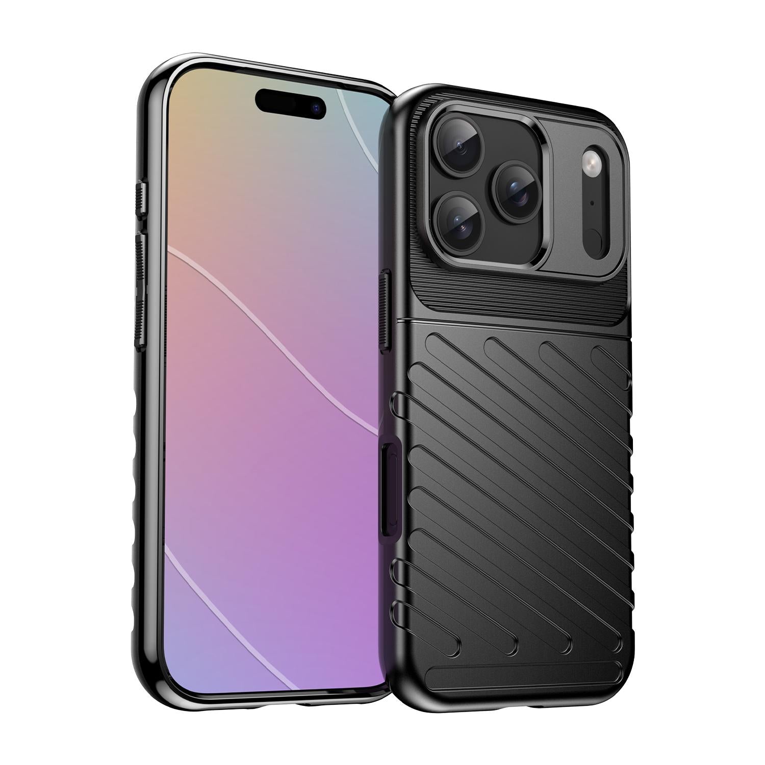 Compatible with iPhone 18 Pro Thunderbolt Shockproof Soft TPU Phone Case - Black