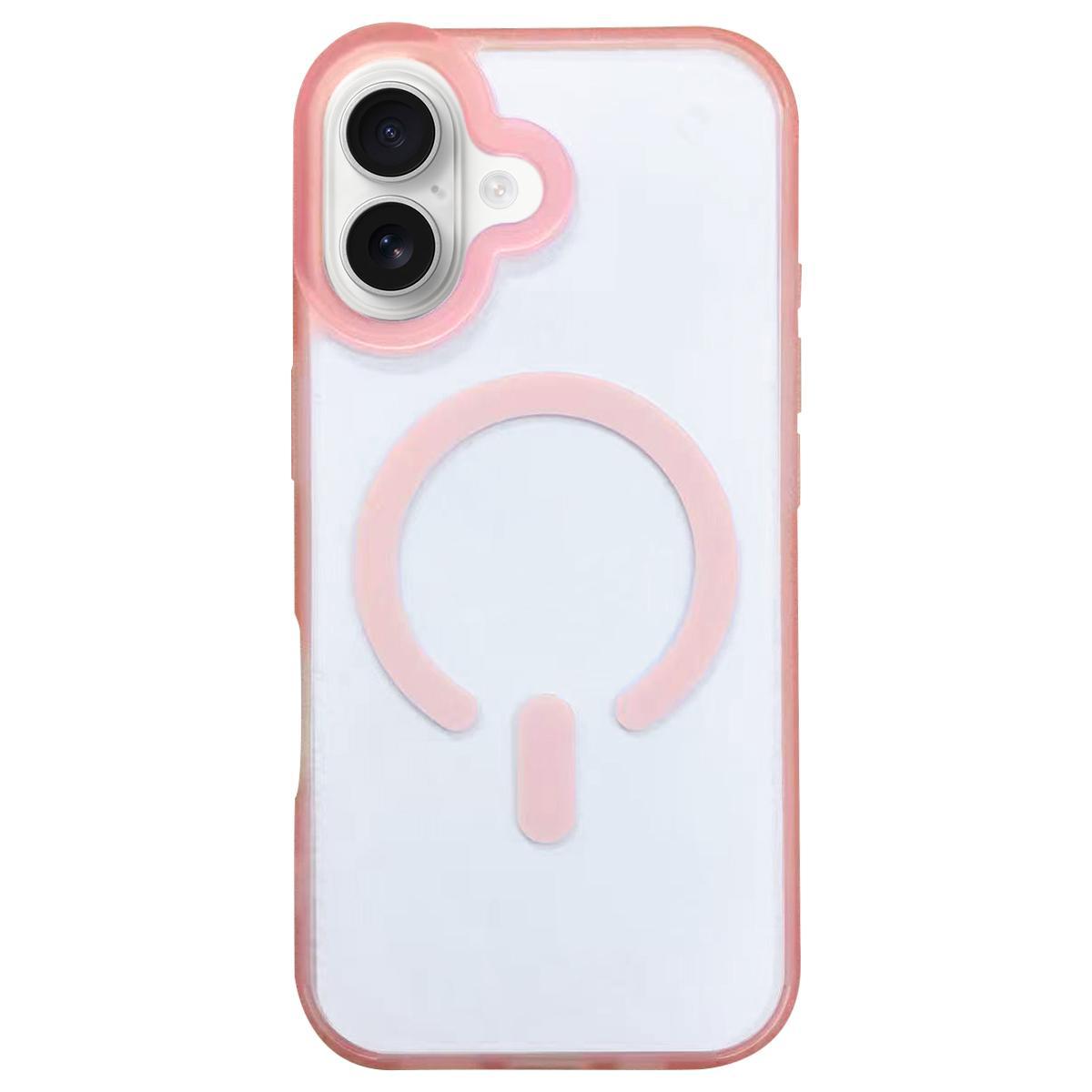 Compatible with iPhone 18 Dual-Side Frosted MagSafe Clear Phone Case - Pink