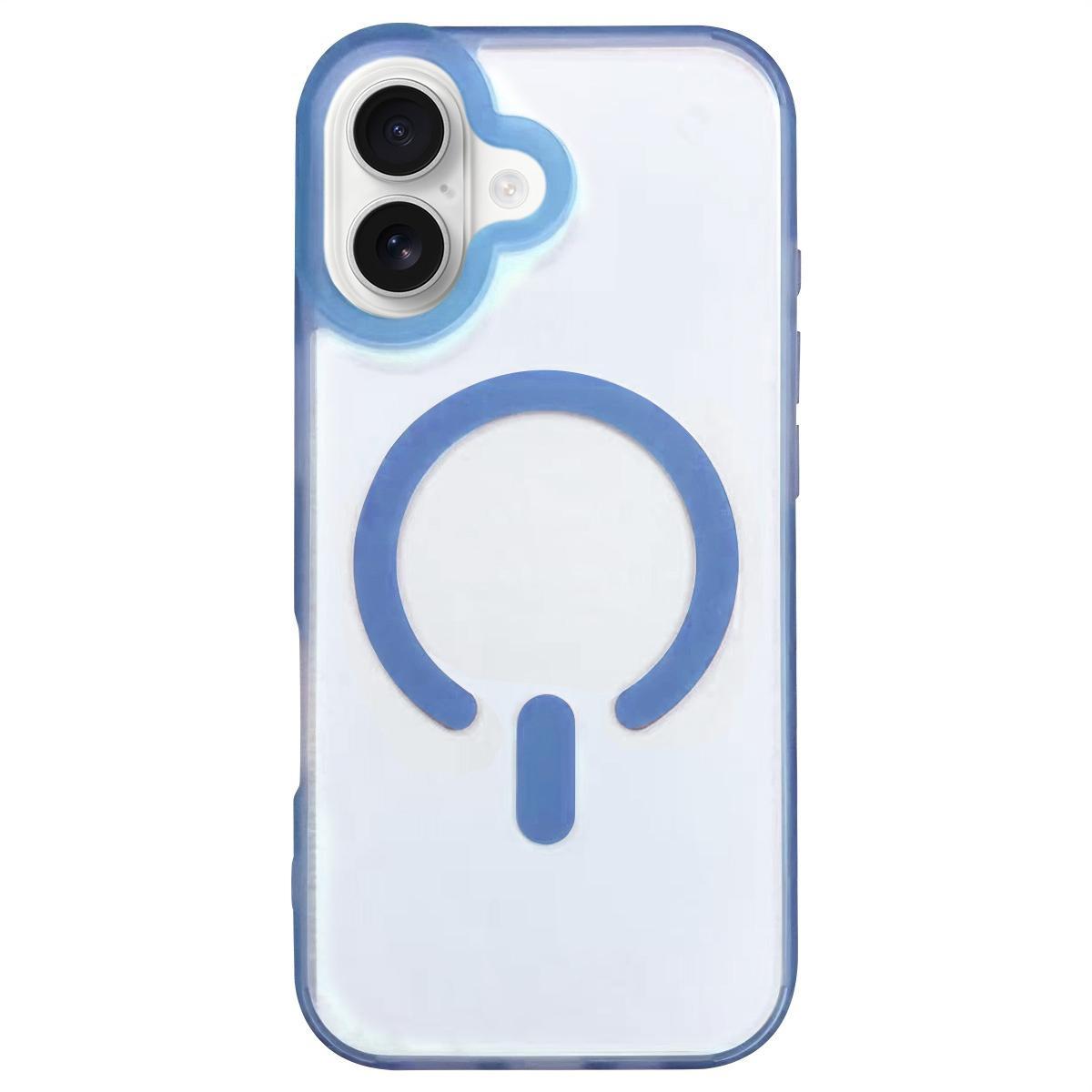 Compatible with iPhone 18 Dual-Side Frosted MagSafe Clear Phone Case - Blue