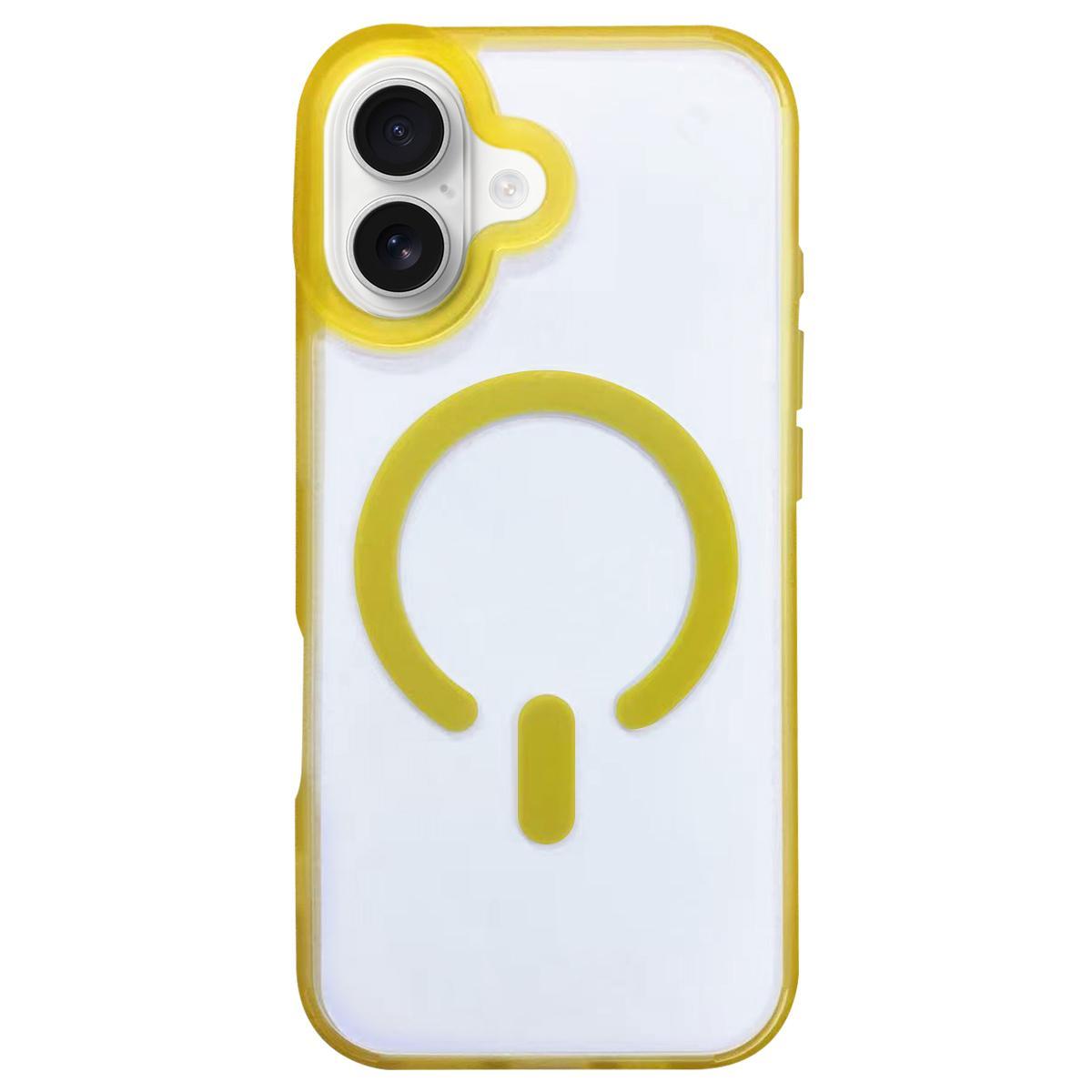 Compatible with iPhone 18 Dual-Side Frosted MagSafe Clear Phone Case - Yellow