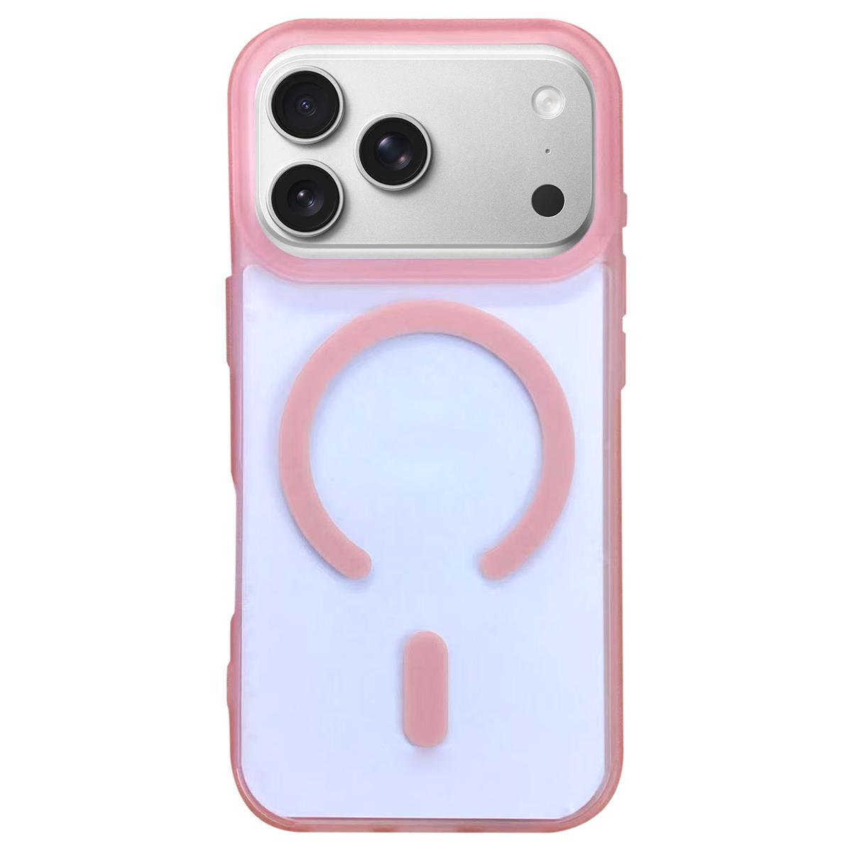 Compatible with iPhone 18 Pro Dual-Side Frosted MagSafe Clear Phone Case - Pink
