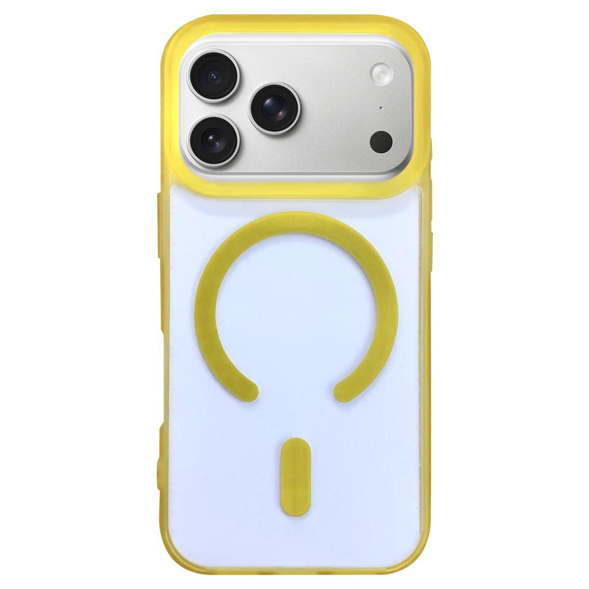 Compatible with iPhone 18 Pro Dual-Side Frosted MagSafe Clear Phone Case - Yellow