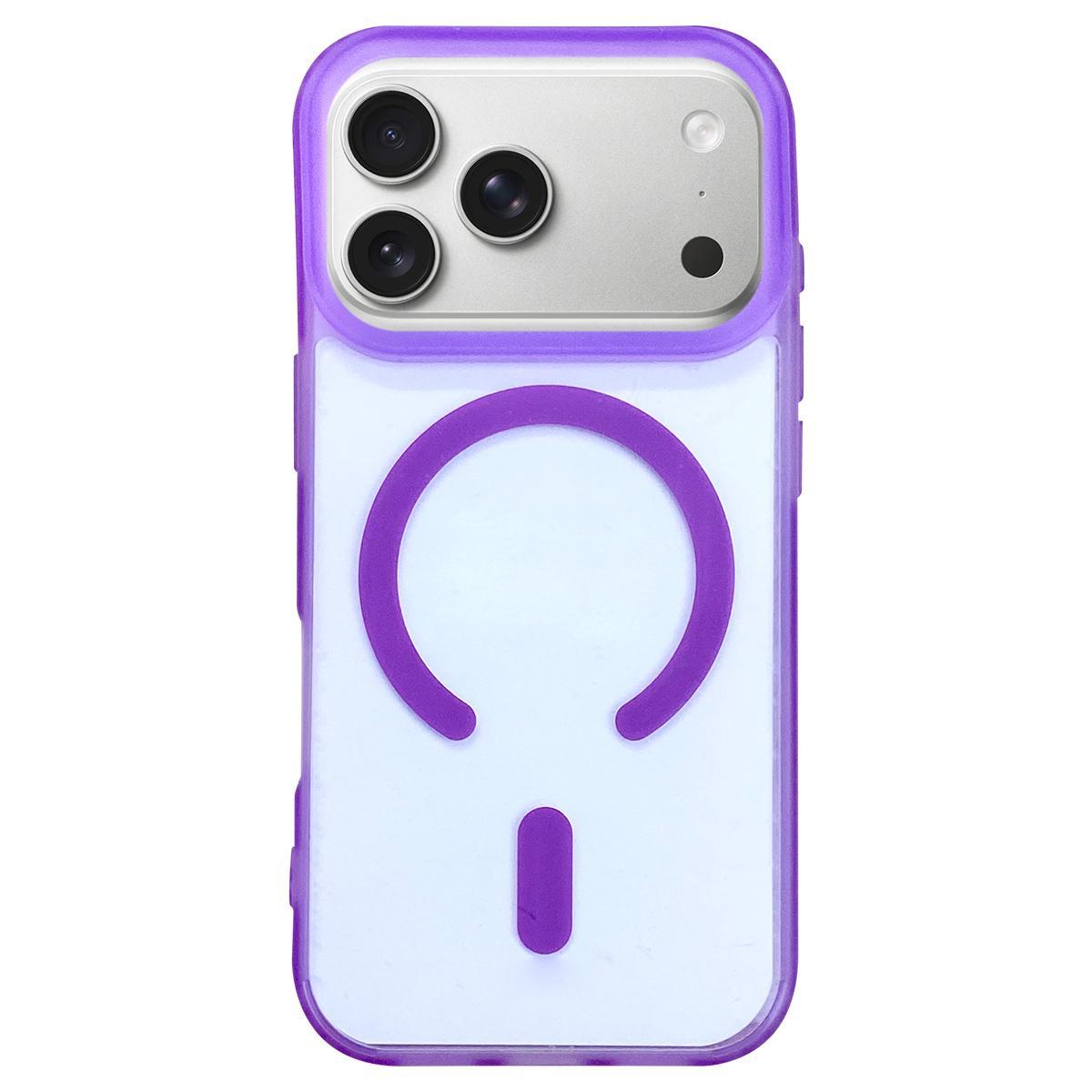 Compatible with iPhone 18 Pro Dual-Side Frosted MagSafe Clear Phone Case - Purple
