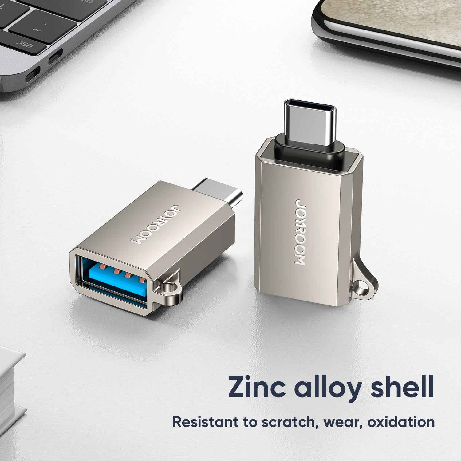 Uniqbuy For JOYROOM S-H151 Upgraded Version USB-C / Type-C Male c 3.0 Female OTG Adapter(Pearl Nickel)