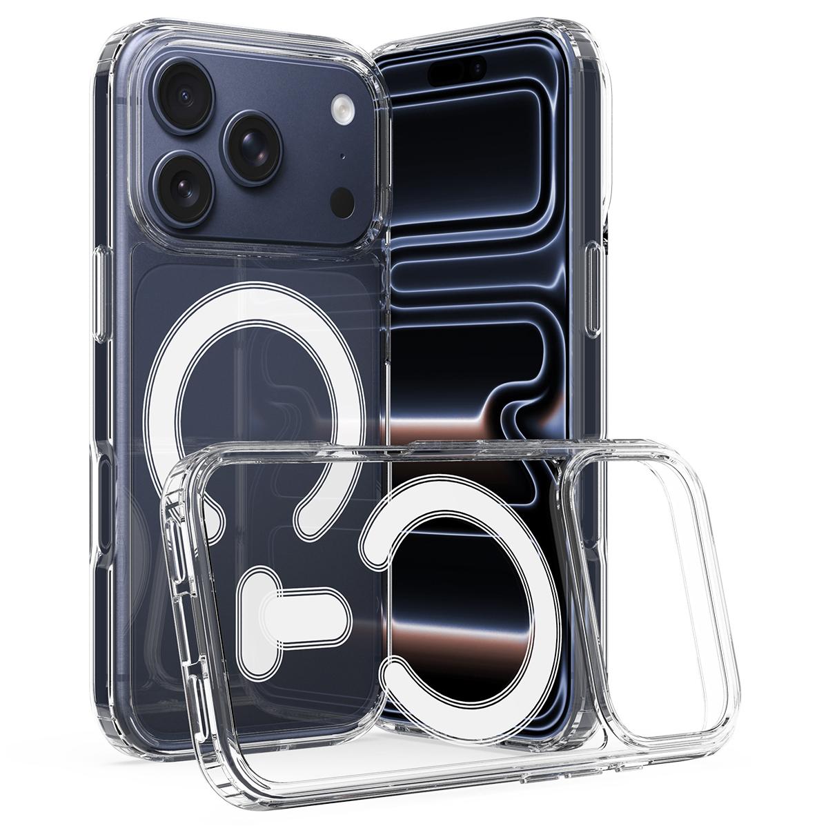 Compatible with iPhone 18 Pro C-type MagSafe Clear Acrylic PC Dual-Layer TPU Phone Case - Transparent