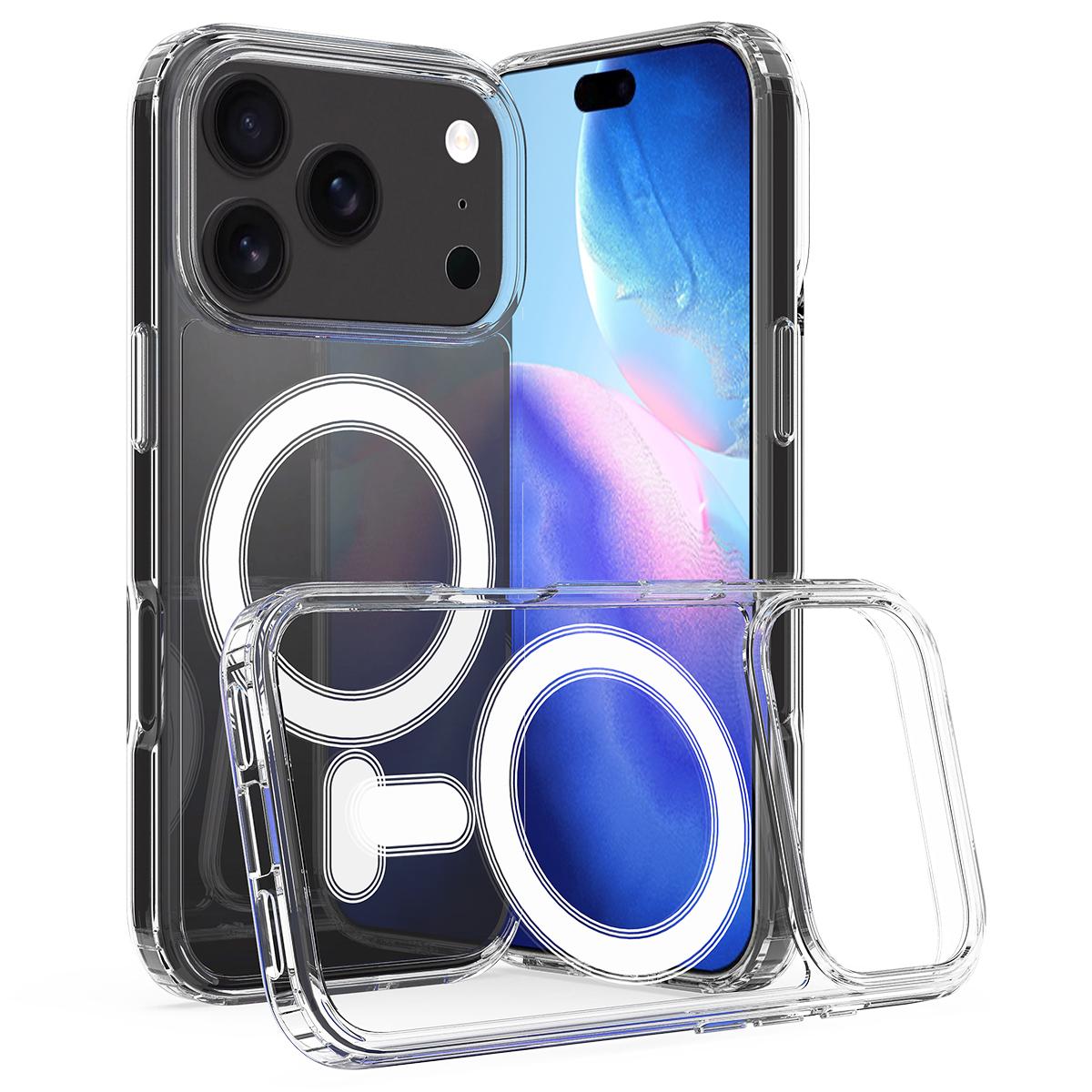 Compatible with iPhone 18 Pro MagSafe Clear Acrylic PC Dual-Layer TPU Phone Case - Transparent