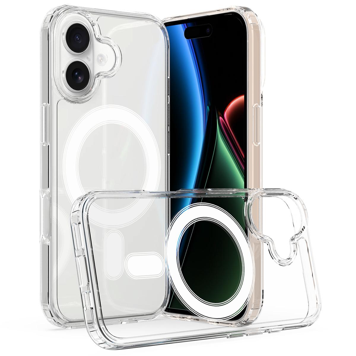 Compatible with iPhone 18 MagSafe Clear Acrylic PC Dual-Layer TPU Phone Case - Transparent