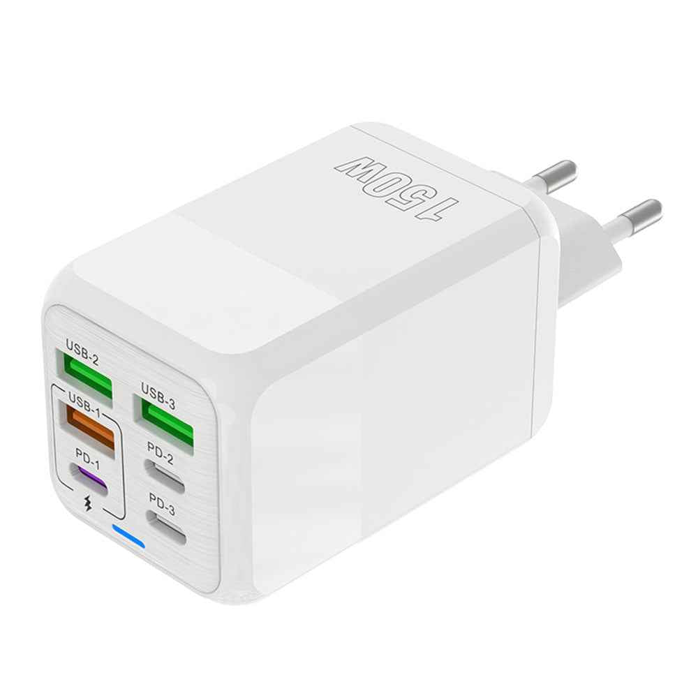 Uniqbuy For 150W 3 x USB + 3 x USB-C / Type-C Multi-port Fast Charger, EU Plug(White)