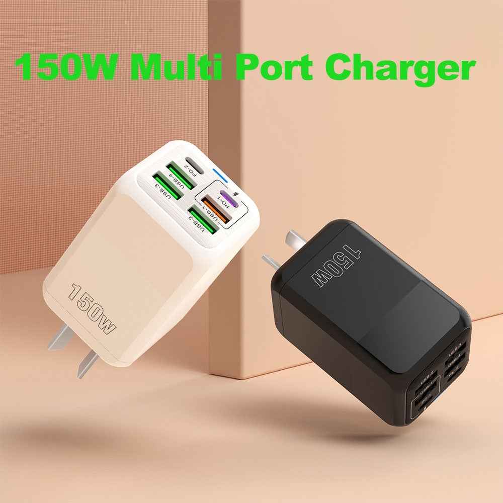 Uniqbuy For 150W 4 x USB + 2 x USB-C / Type-C Multi-port Fast Charger, EU Plug(White)
