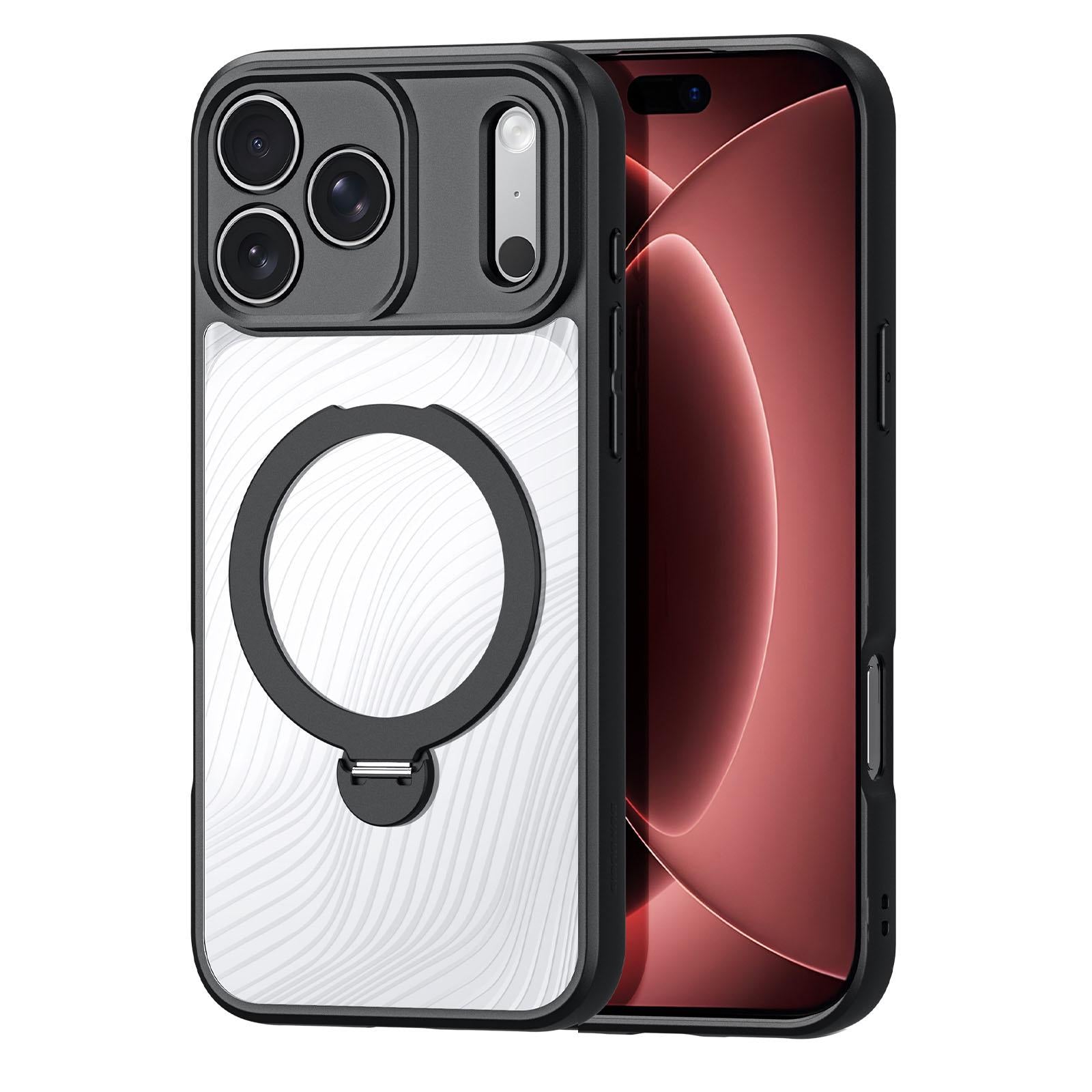 Compatible with iPhone 18 Pro DUX DUCIS Aimo Mag Series MagSafe Ring Holder Frosted Phone Case - Black