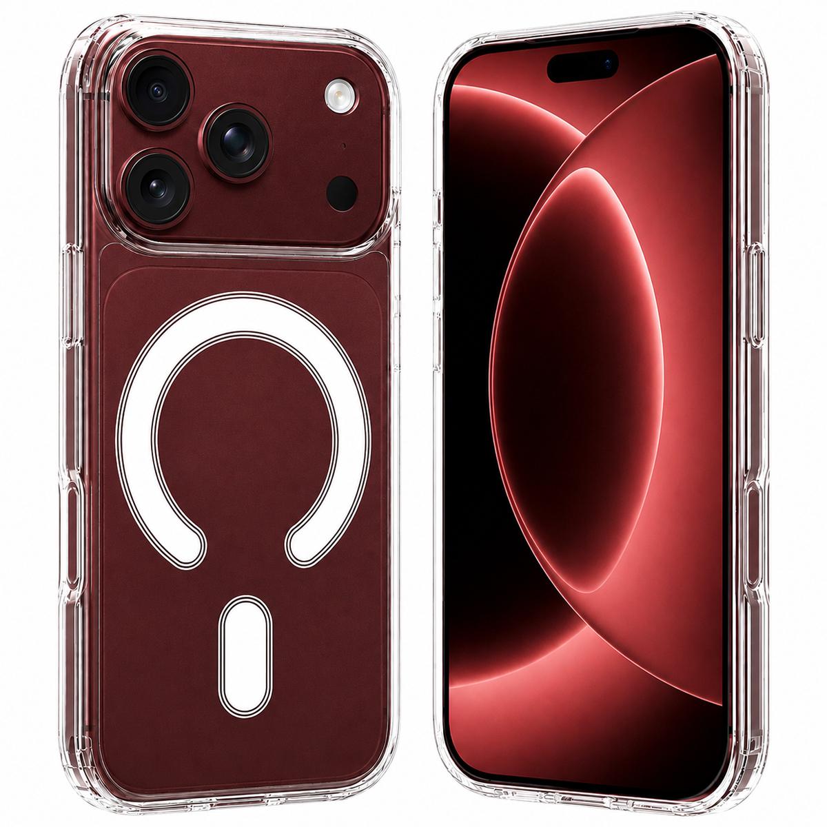Compatible with iPhone 18 Pro Large Hole Camera MagSafe Magnetic Clear Acrylic TPU Case - Transparent